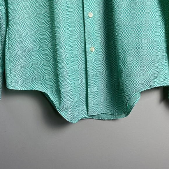 Vintage BVD Men's Peppermint Green Psychedelic Print Button Up LS Shirt Size 16 - Picture 3 of 13
